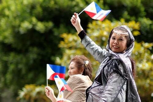 Filipina women in a parade