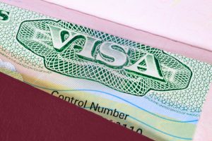 U.S. visa in a passport macro