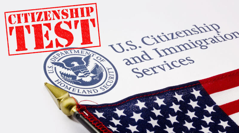 immigration citizenship test and American Flag