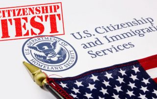 immigration citizenship test and American Flag