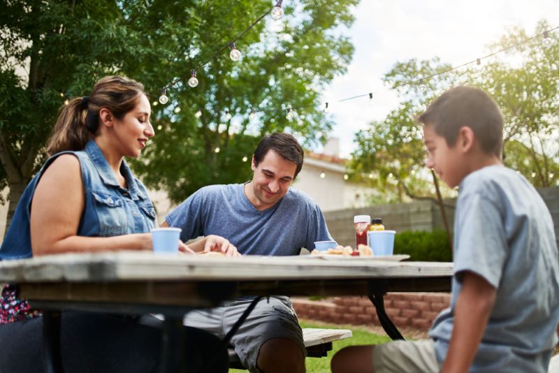 hispanic family sitting together