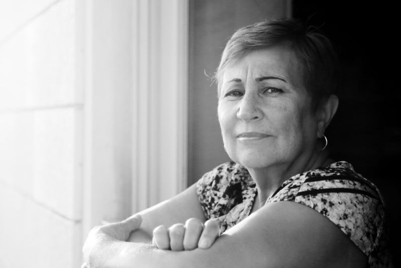 hispanic woman in black and white