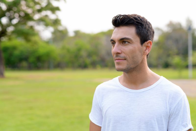 middle aged hispanic man in park