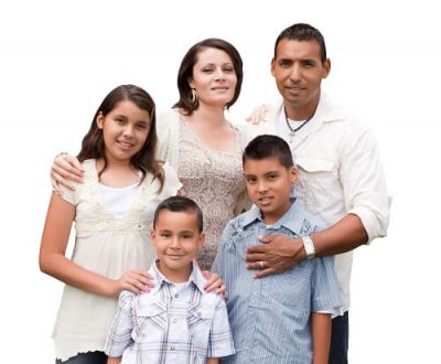 happy mexican family portrait